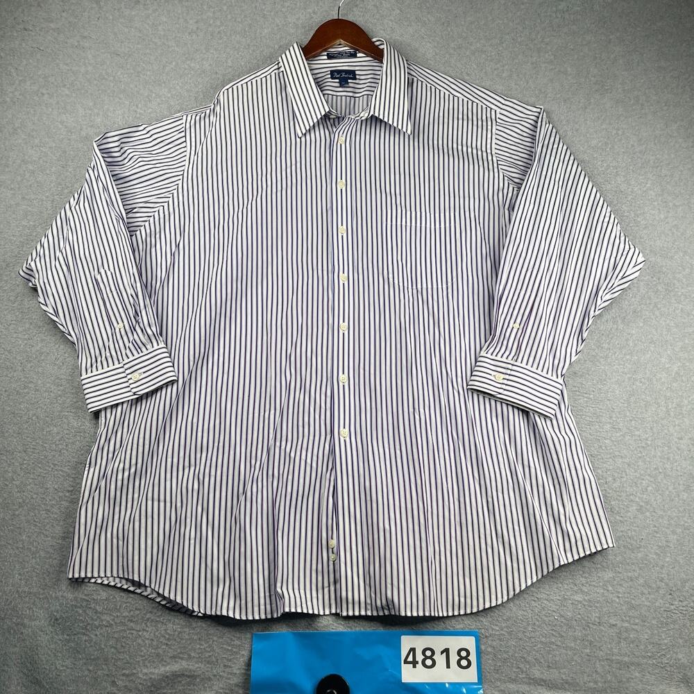 Paul Fredrick Shirt Blue Striped Casual Button Up Long Sleeve Mens 20